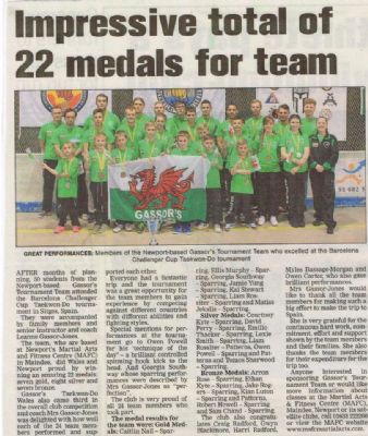22 Medals & 3rd Place Overall for Gassors Tournament Team at the Barcelona Challenger Cup 2014!!!